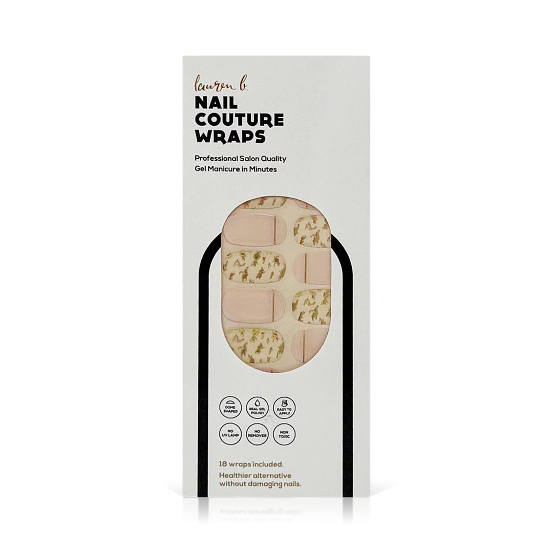 Gold Leaf & Blush Gel Nail Wrap Easy Non-Toxic No Dry Time