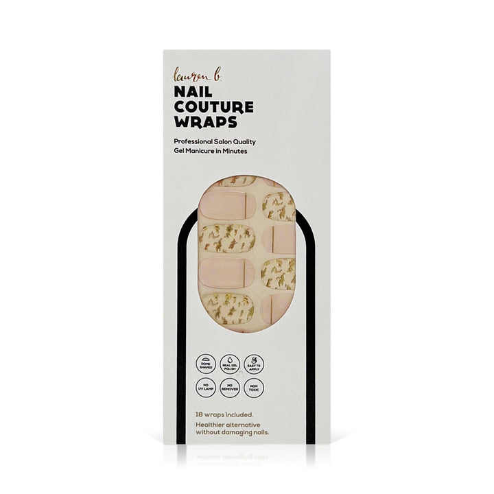 Gold Leaf & Blush Gel Nail Wrap Easy Non-Toxic No Dry Time