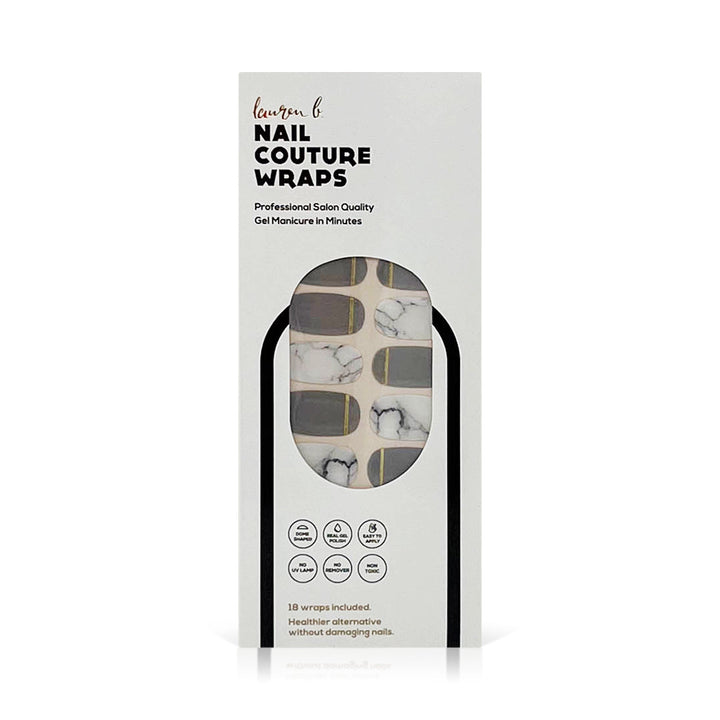 Grey & Gold Marble Gel Nail Wrap