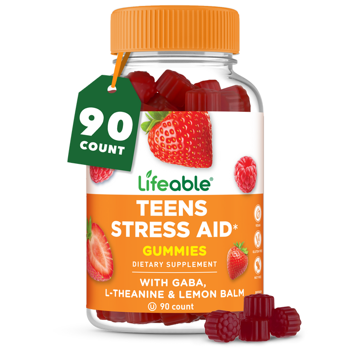 Stress gummies with l theanine, lemon balm and Gaba for Teens