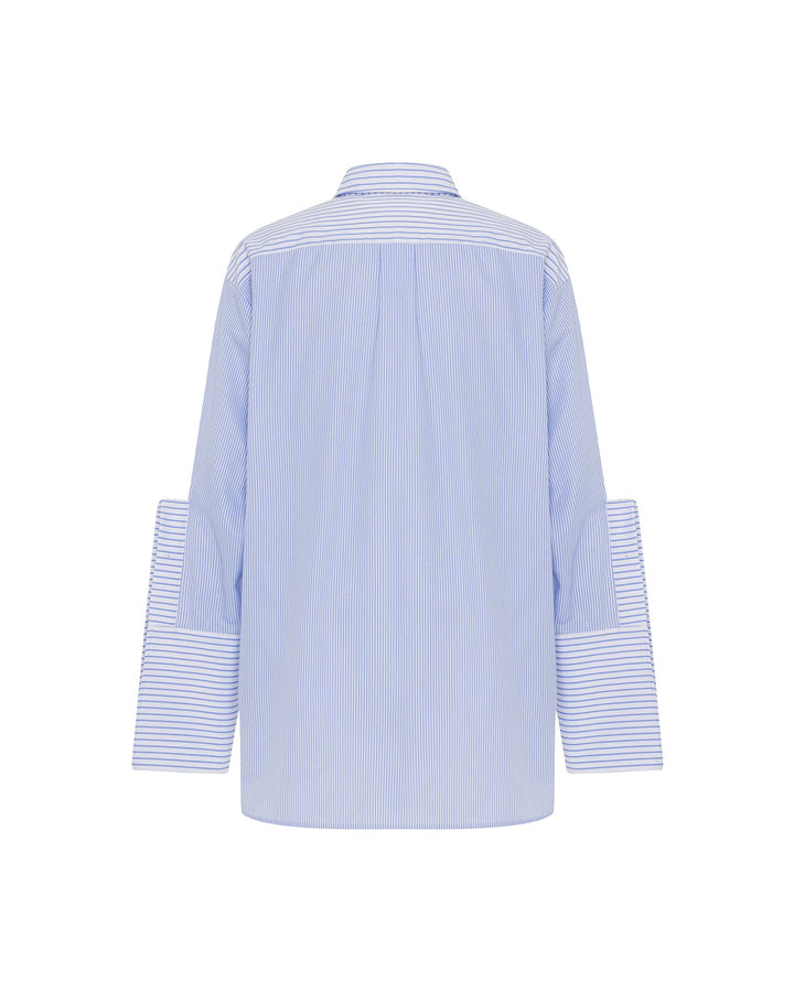Echo Side Button Boyfriend Stripe Shirt