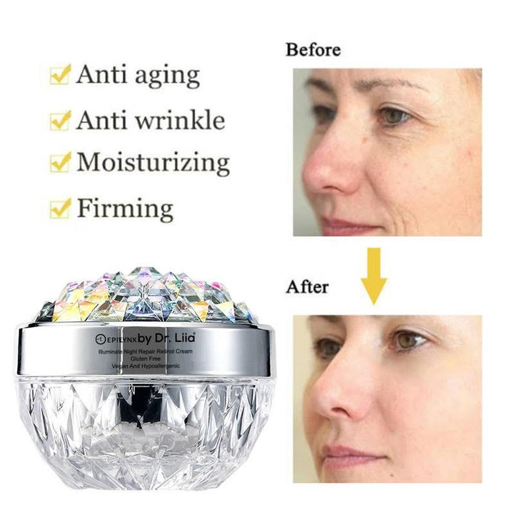Retinol Anti-Aging Night Moisturizer – Gluten-Free, Vegan Cream for Radiant, Youthful Skin