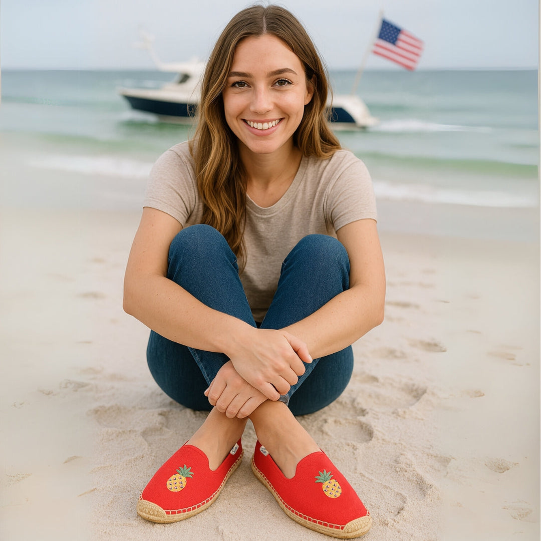 Bayside Beach Club Espadrille Pineapple Red