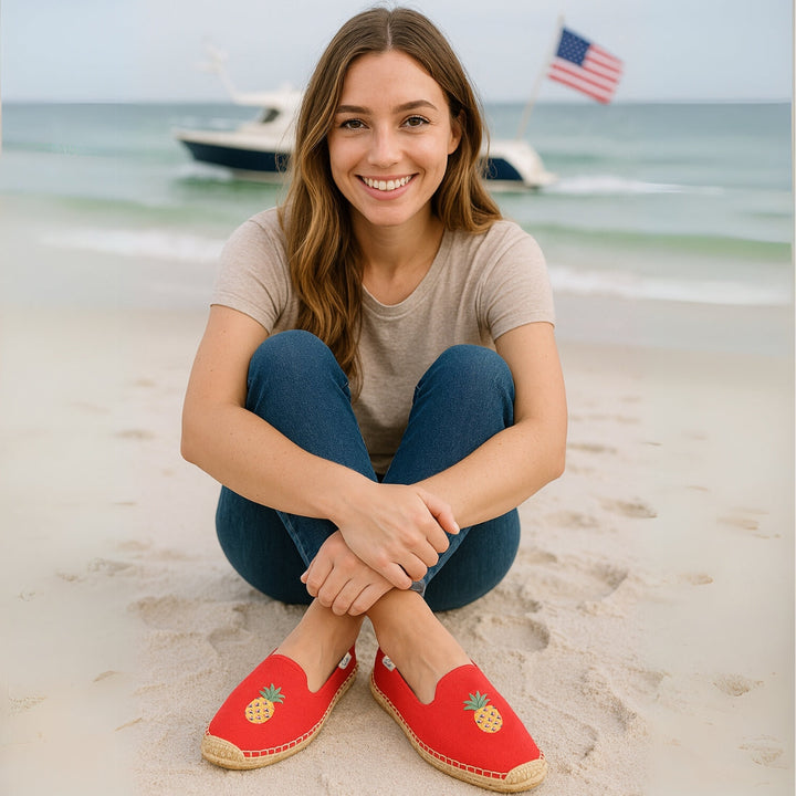 Bayside Beach Club Espadrille Pineapple Red