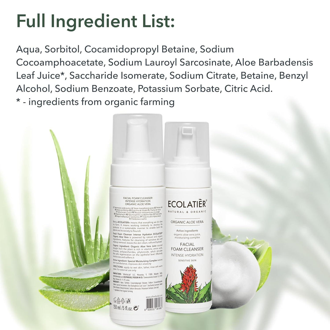 x-Facial Foam Cleanser  Intense Hydration Organic Aloe Vera