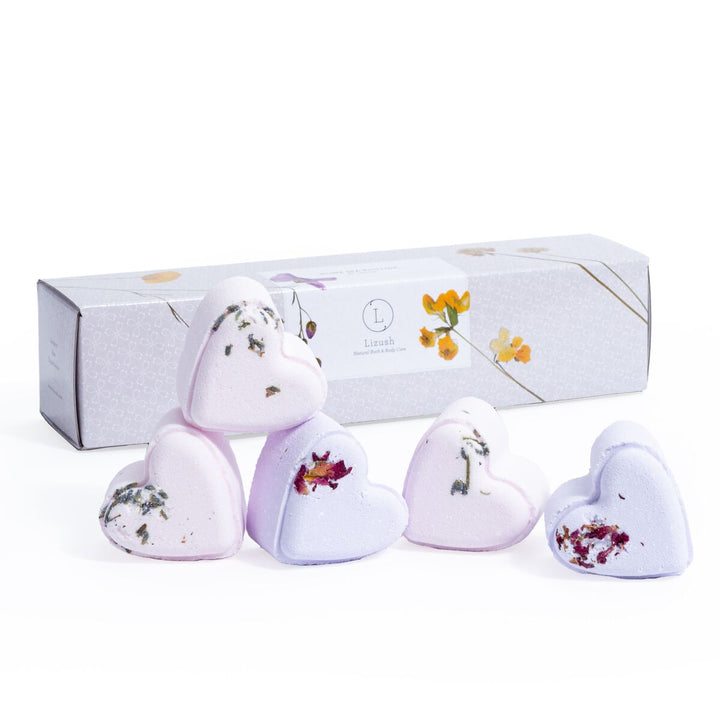 Bath Bombs - Lavender  - a Set of 5 Heart Shaped Gift box - Mother's Day best gift