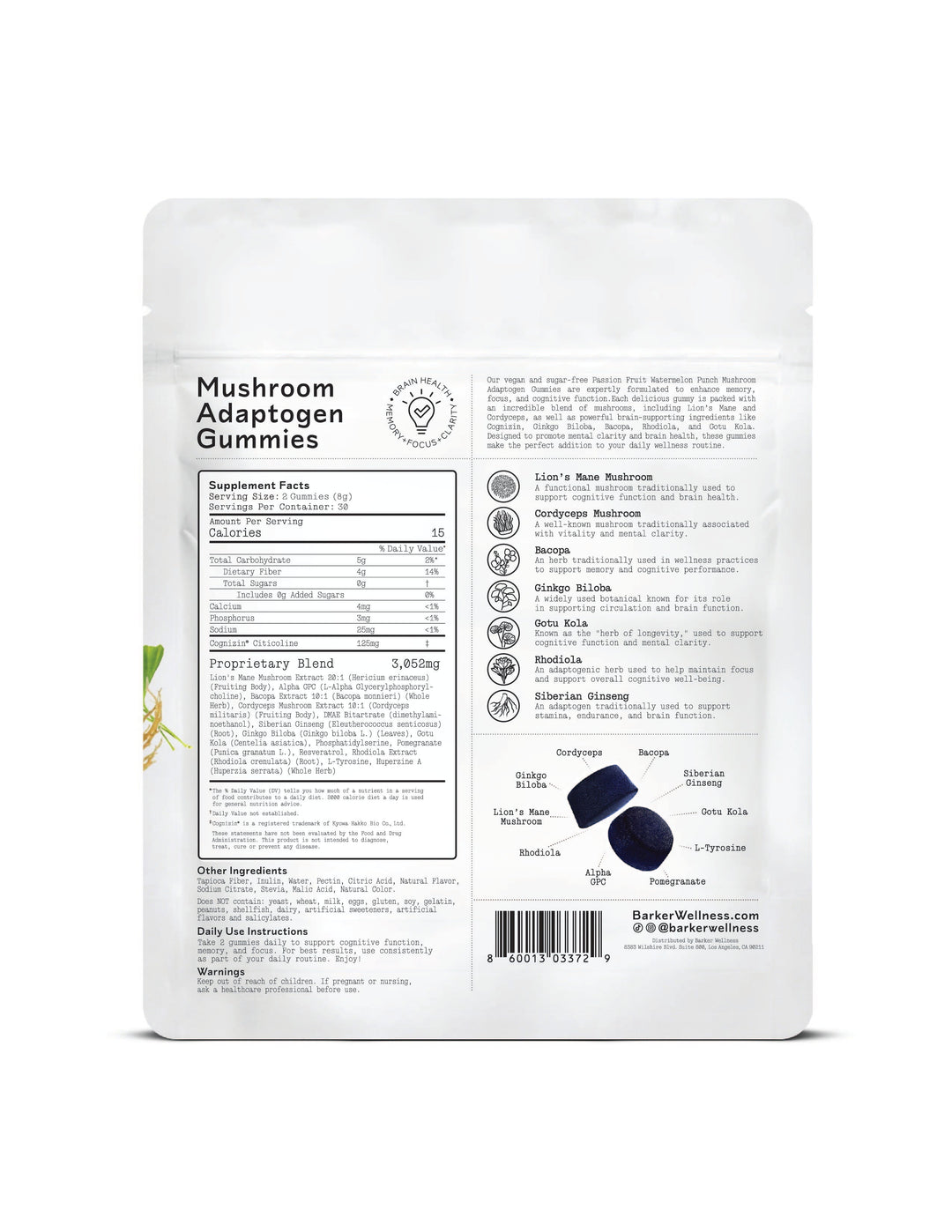 Mushroom Adaptogen Gummies - Focus/Brain Health