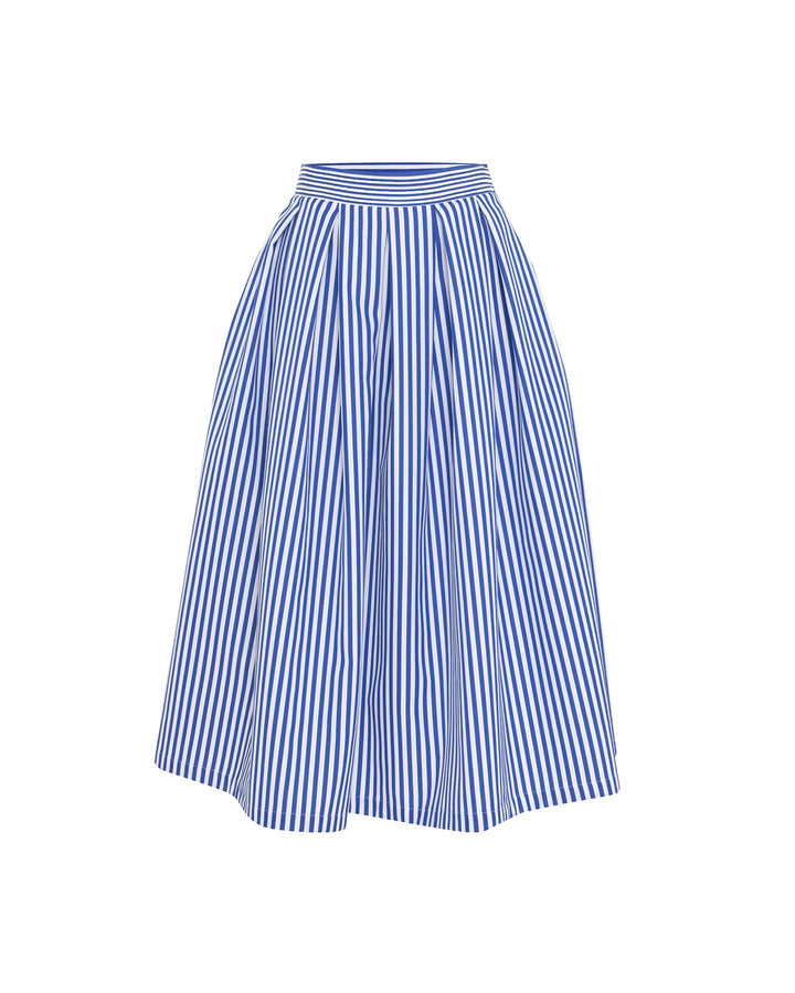Echo Box Pleat Striped Midi Skirt