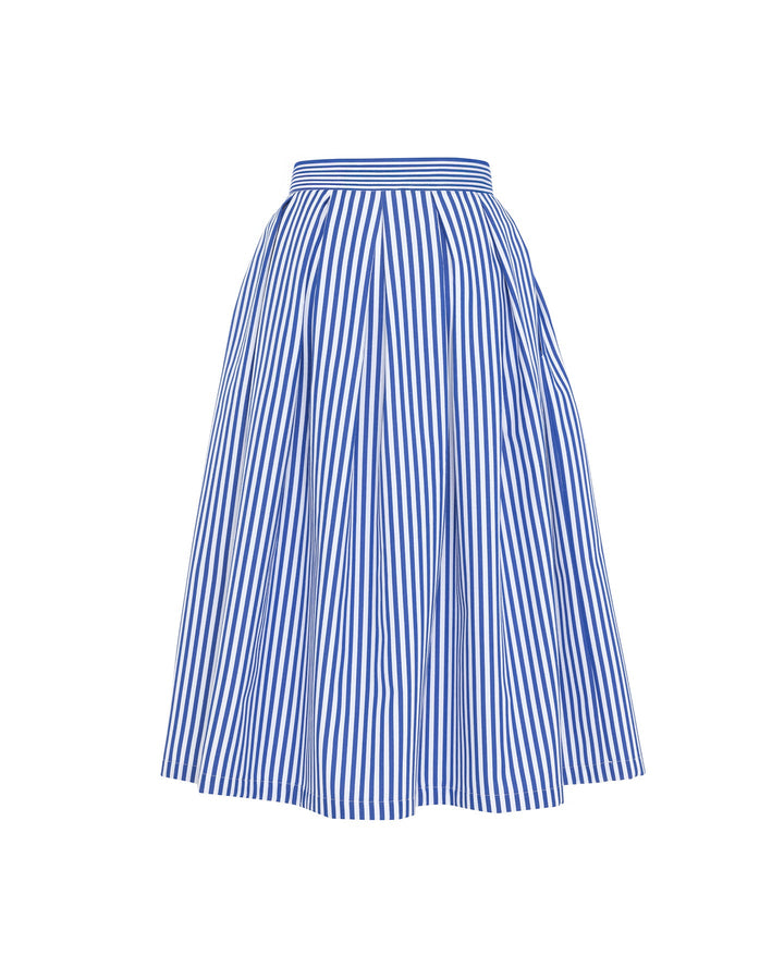 Echo Box Pleat Striped Midi Skirt