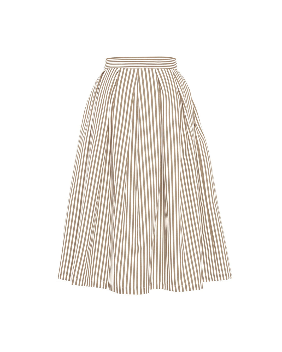 Echo Box Pleat Striped Midi Skirt