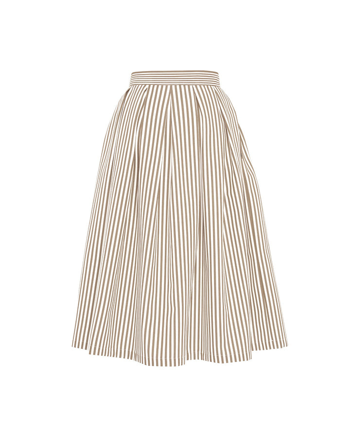 Echo Box Pleat Striped Midi Skirt