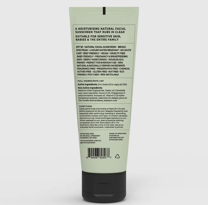 Avocado Zinc SPF 50 Natural Physical Sunscreen
