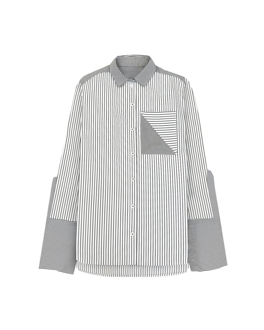 Echo Side Button Boyfriend Stripe Shirt