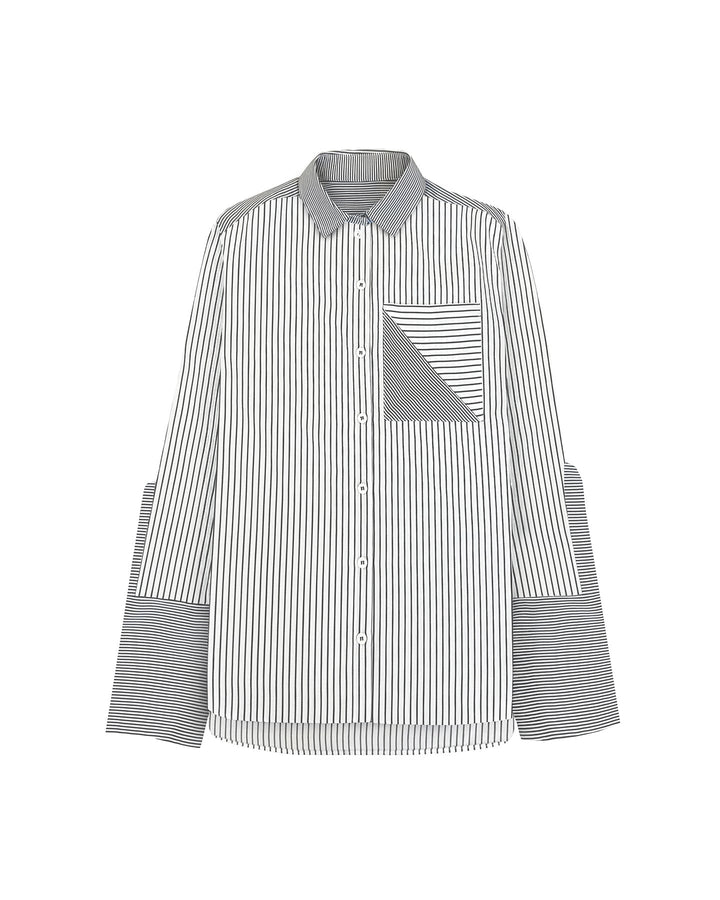 Echo Side Button Boyfriend Stripe Shirt