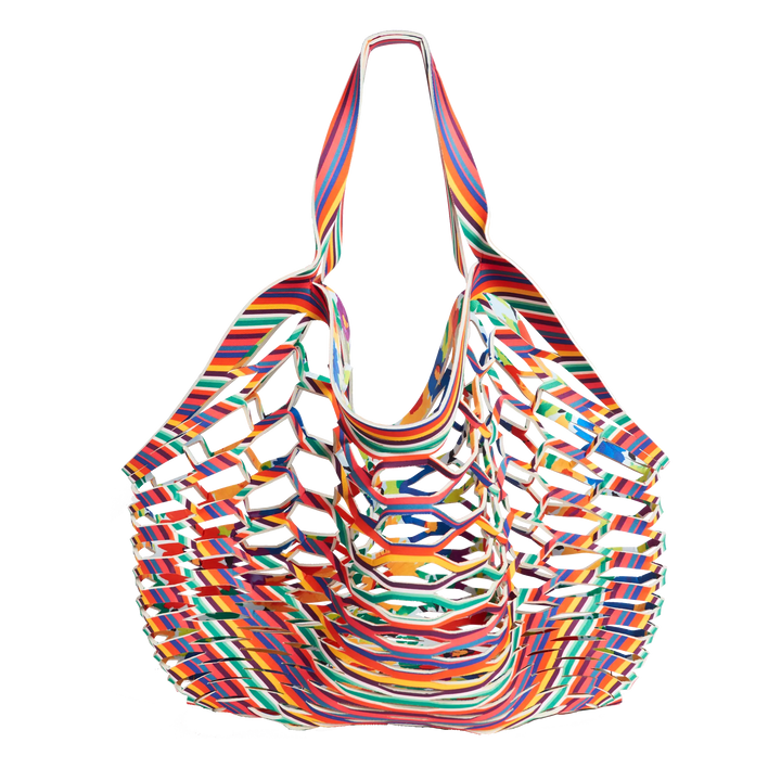 FLORAL EXPLOSION/CANDY STRIPE - FISHERMAN'S TOTE