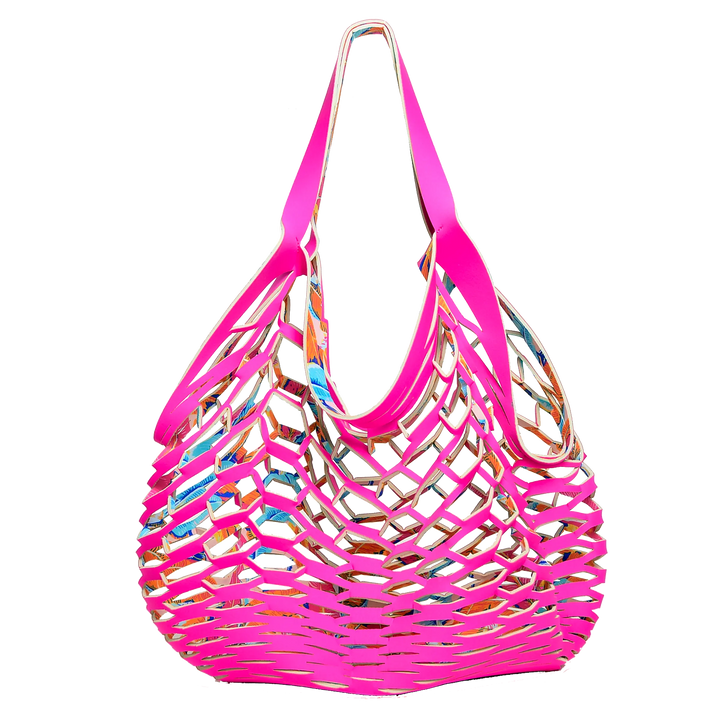 HOT PINK/TROPICAL BANANA PALM - FISHERMANS TOTE