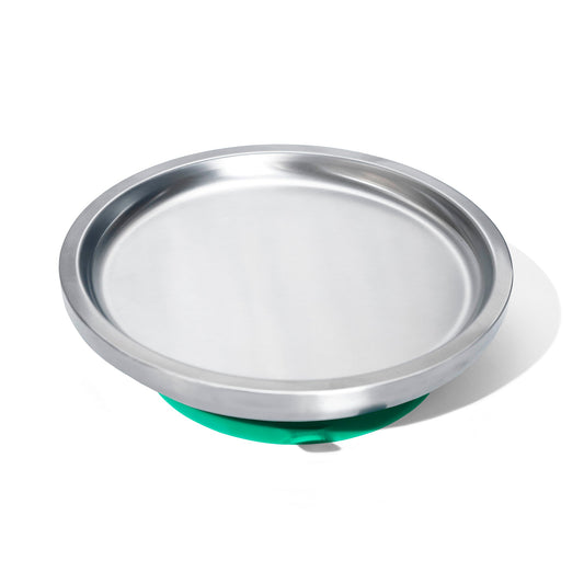 Baby Round Open Plate | Stainless Steel & Silicone