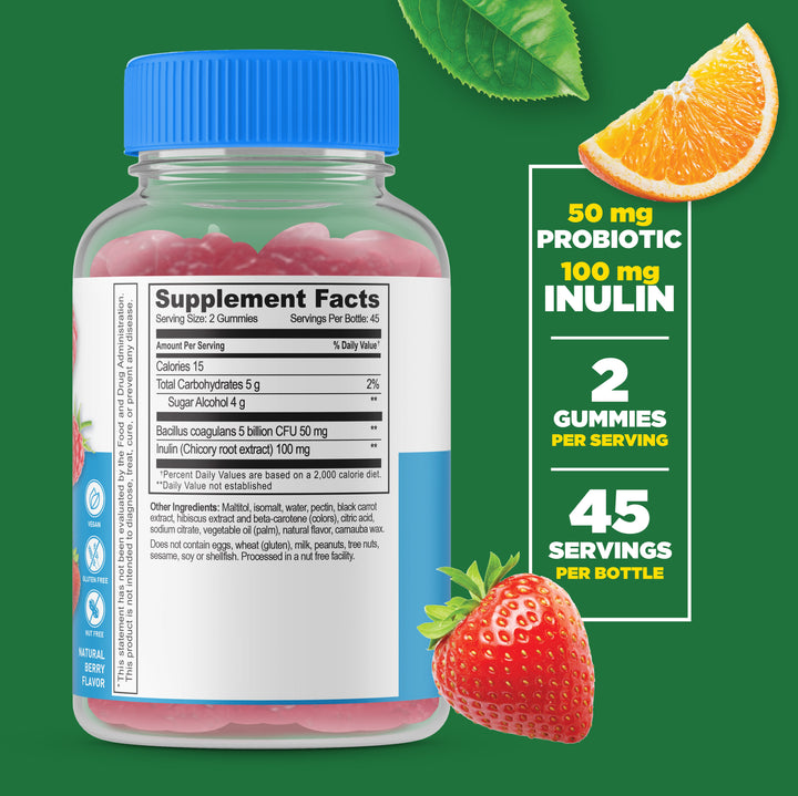 Lifeable Sugar Free Probiotics with Prebiotics Fiber for Kids 90 Gummies