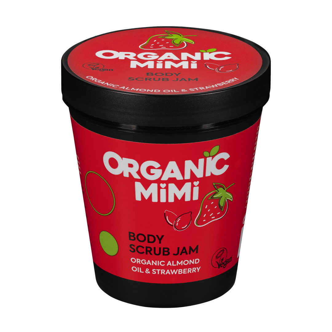 Organic Mimi, Body Scrub Jam Almond & Strawberry, 250 g