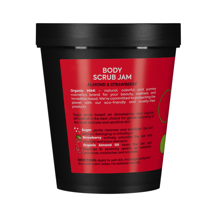 Organic Mimi, Body Scrub Jam Almond & Strawberry, 250 g