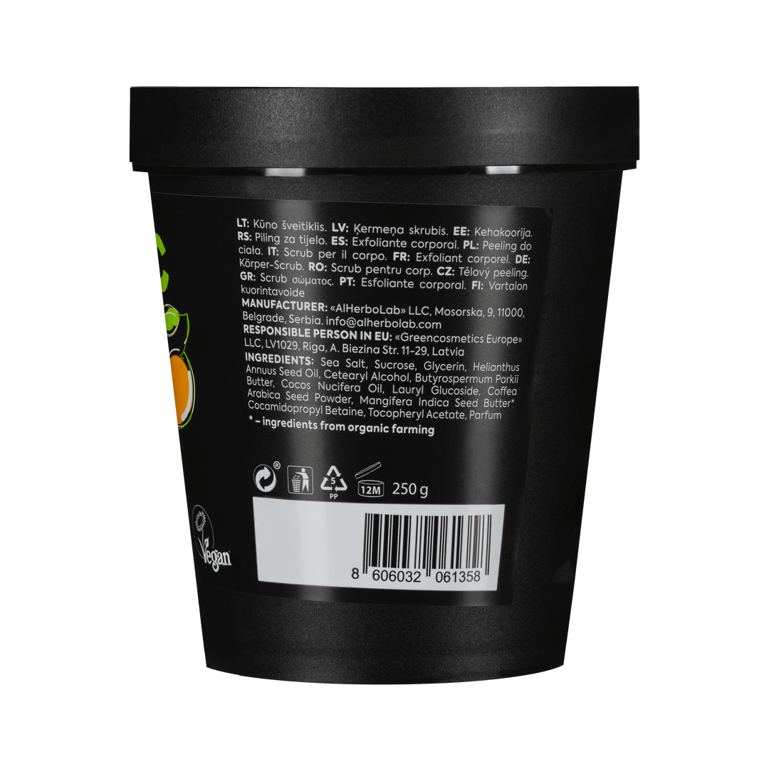 Organic Mimi, Body Scrub Lifting Mango & Coffee, 250 g