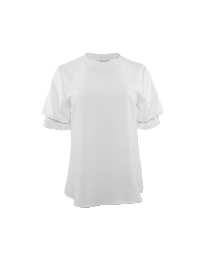 Dione Short Sleeve Pleated Neck Top