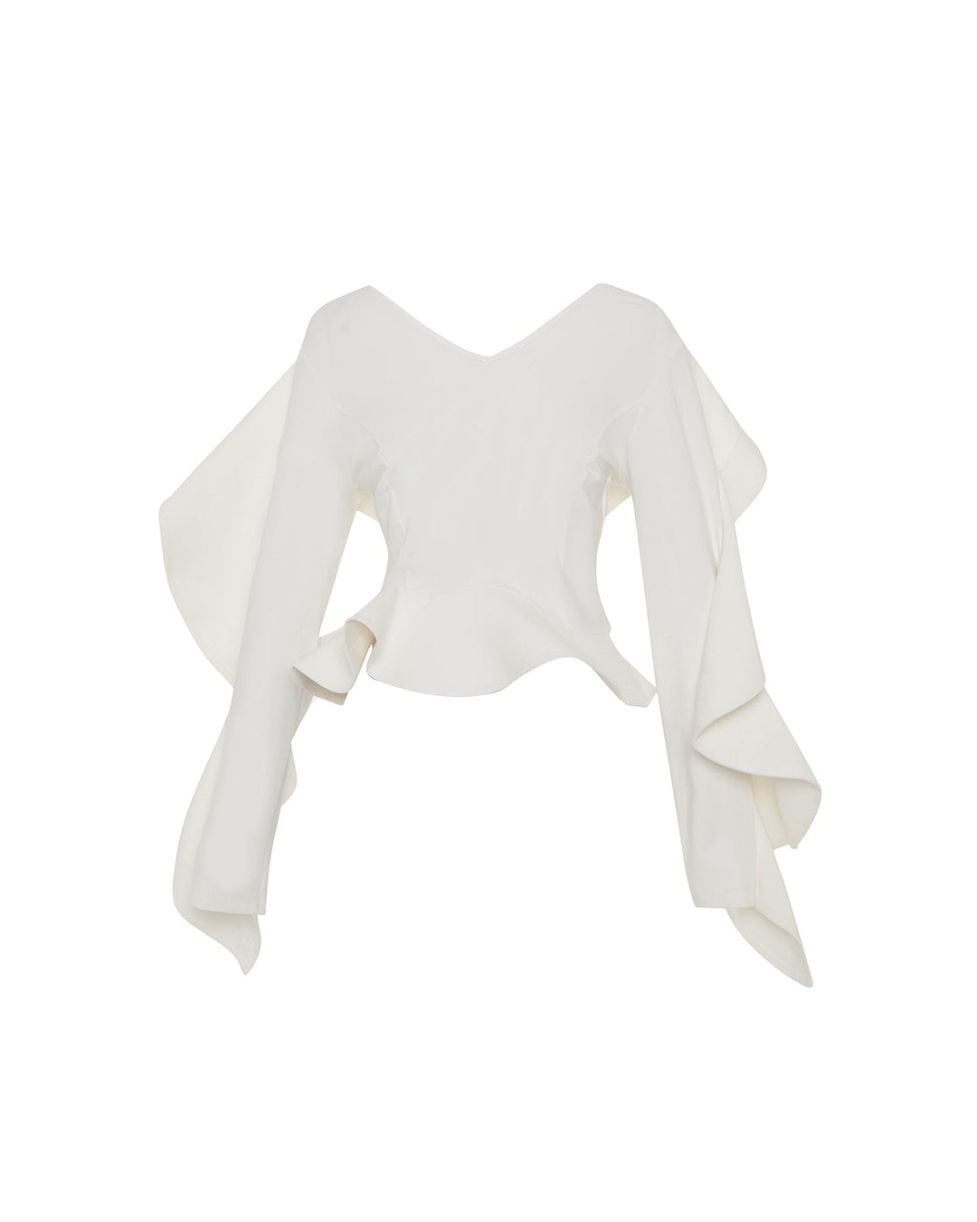 Gaia Ruffle Shoulder V-Neck Top