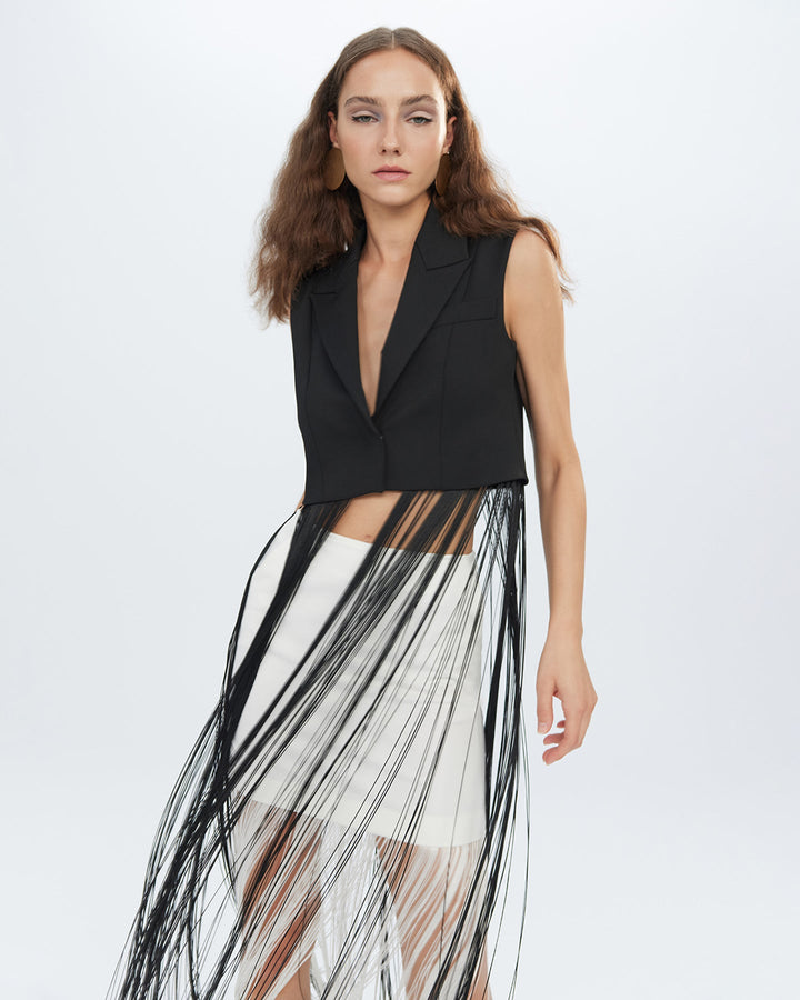 Atlas Fringed Sleeveless Blazer