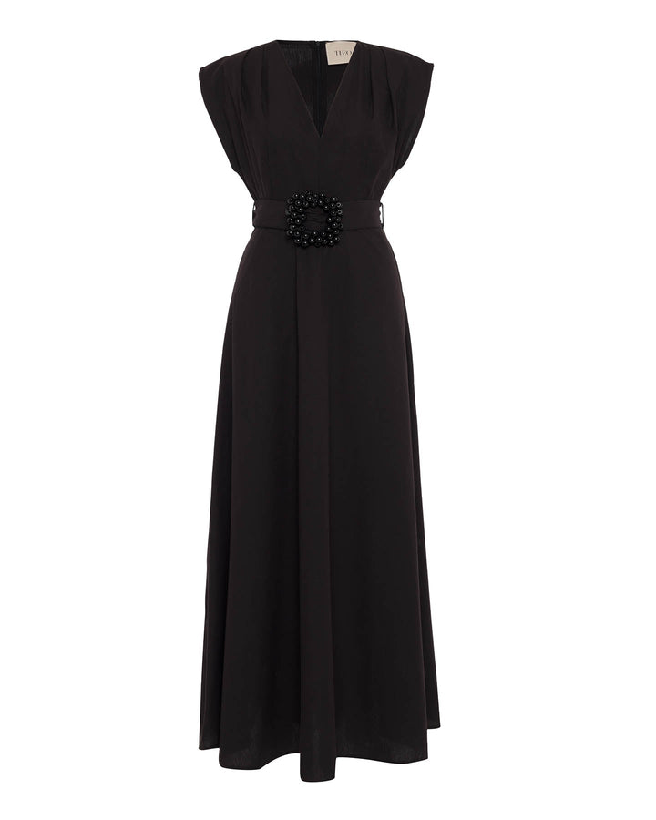 Echo Beaded Belt V-neck Shirtdress