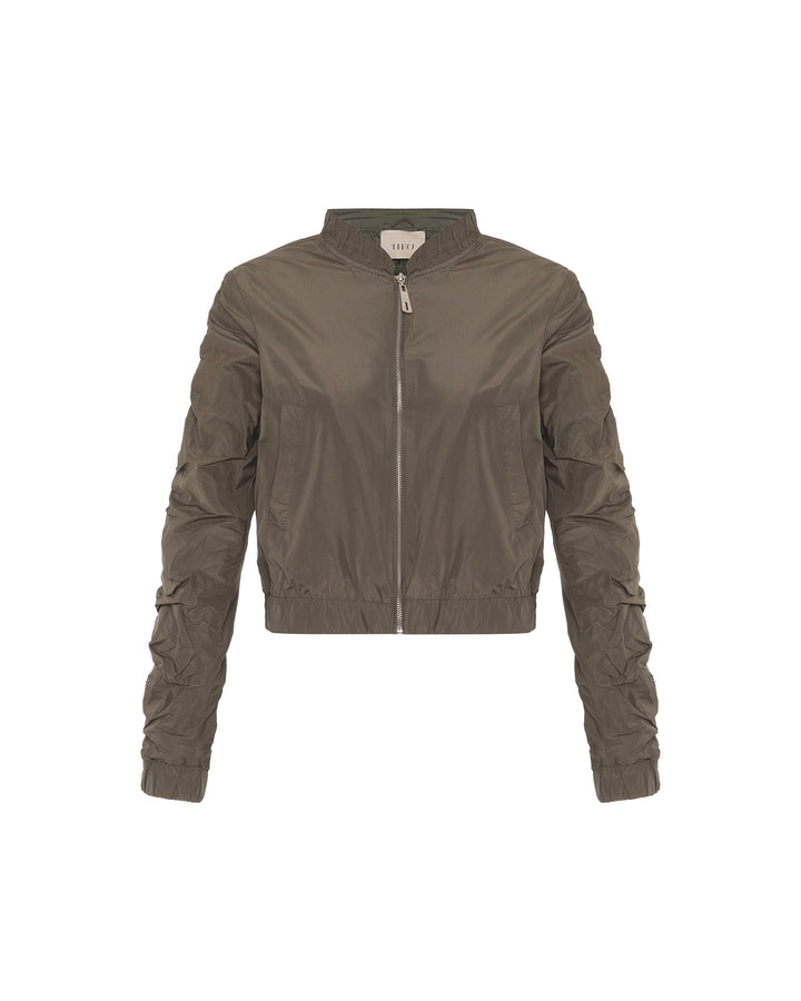 Theia Zip Taffeta Bomber