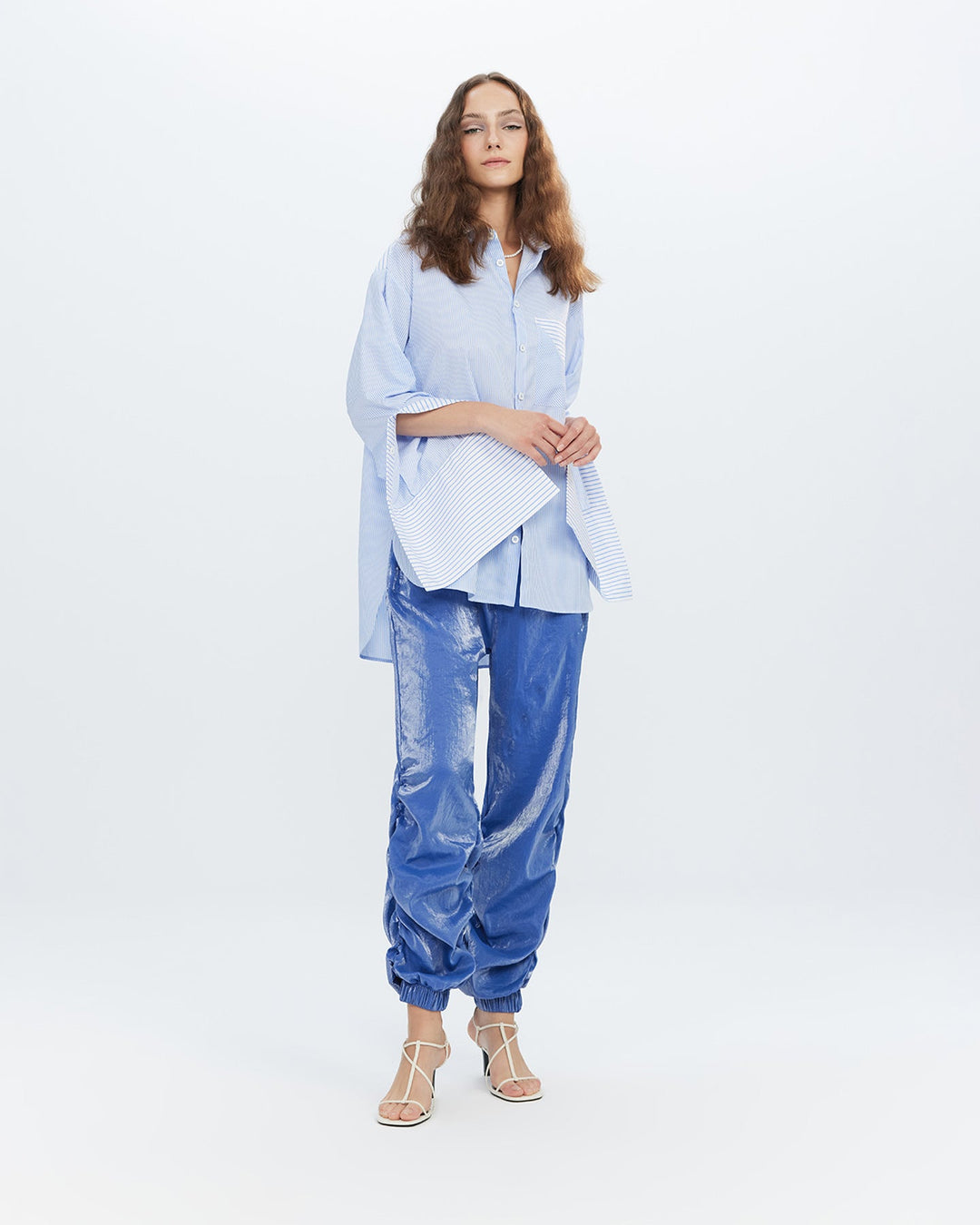 Echo Side Button Boyfriend Stripe Shirt