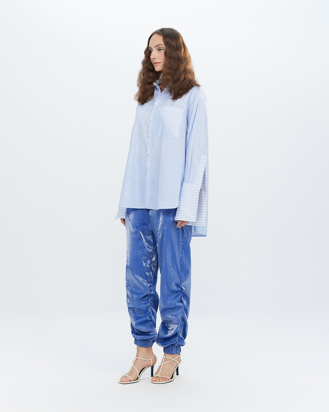 Echo Side Button Boyfriend Stripe Shirt