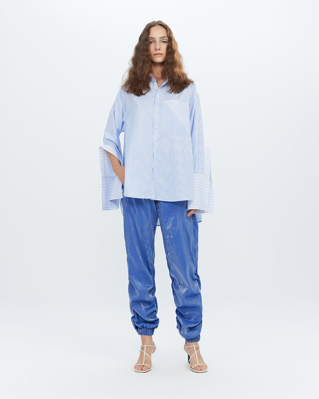 Echo Side Button Boyfriend Stripe Shirt