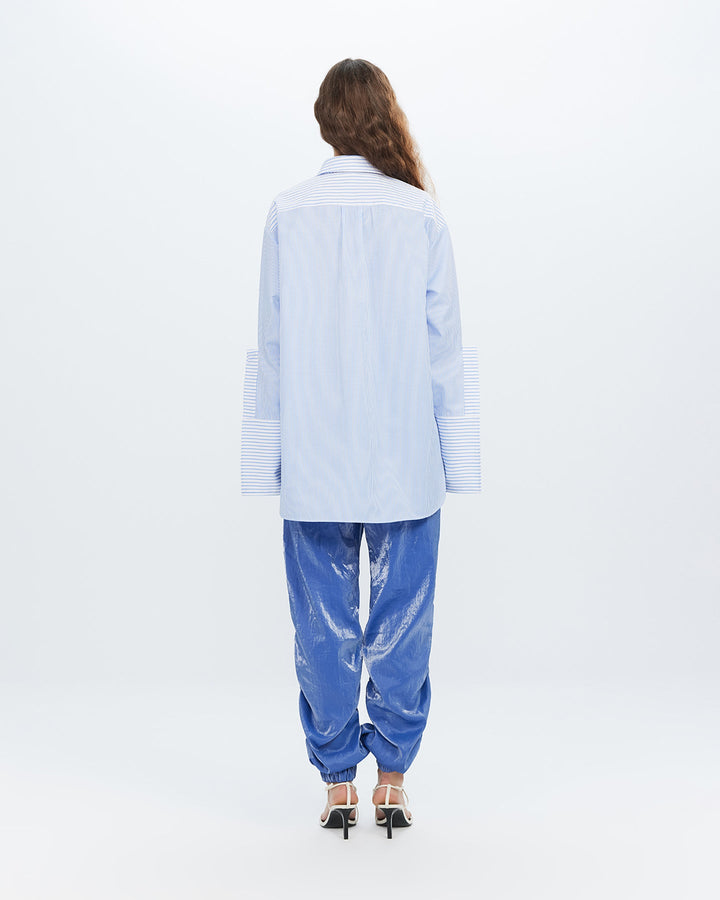 Echo Side Button Boyfriend Stripe Shirt