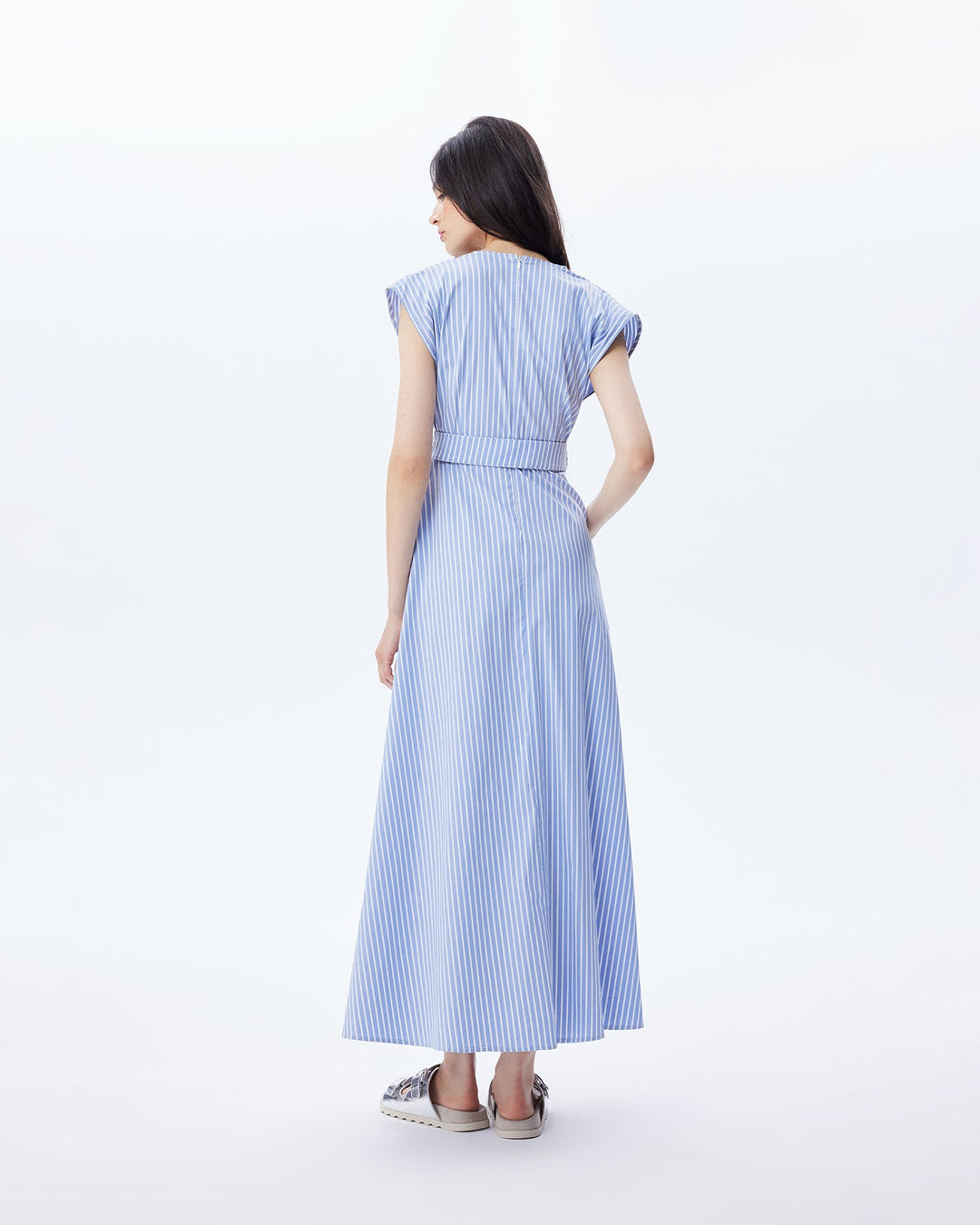 Echo Beaded Belt V-neck Shirtdress