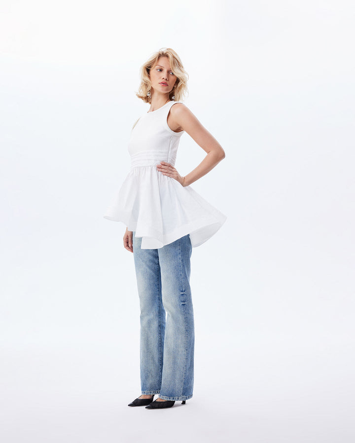 Theia Peplum Mix-Media Top