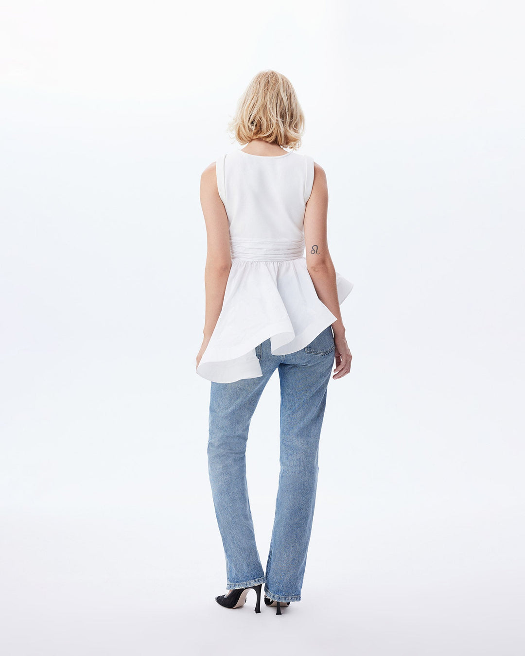 Theia Peplum Mix-Media Top