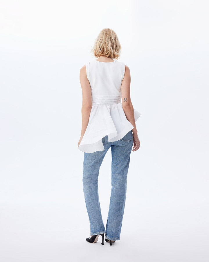 Theia Peplum Mix-Media Top