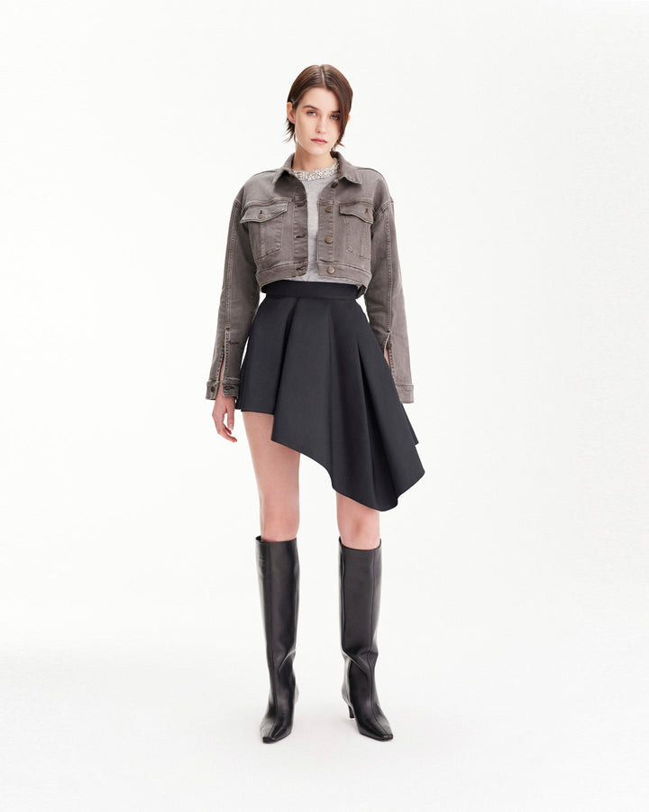 Theia Taffeta Mini Asymmetrical Skirt