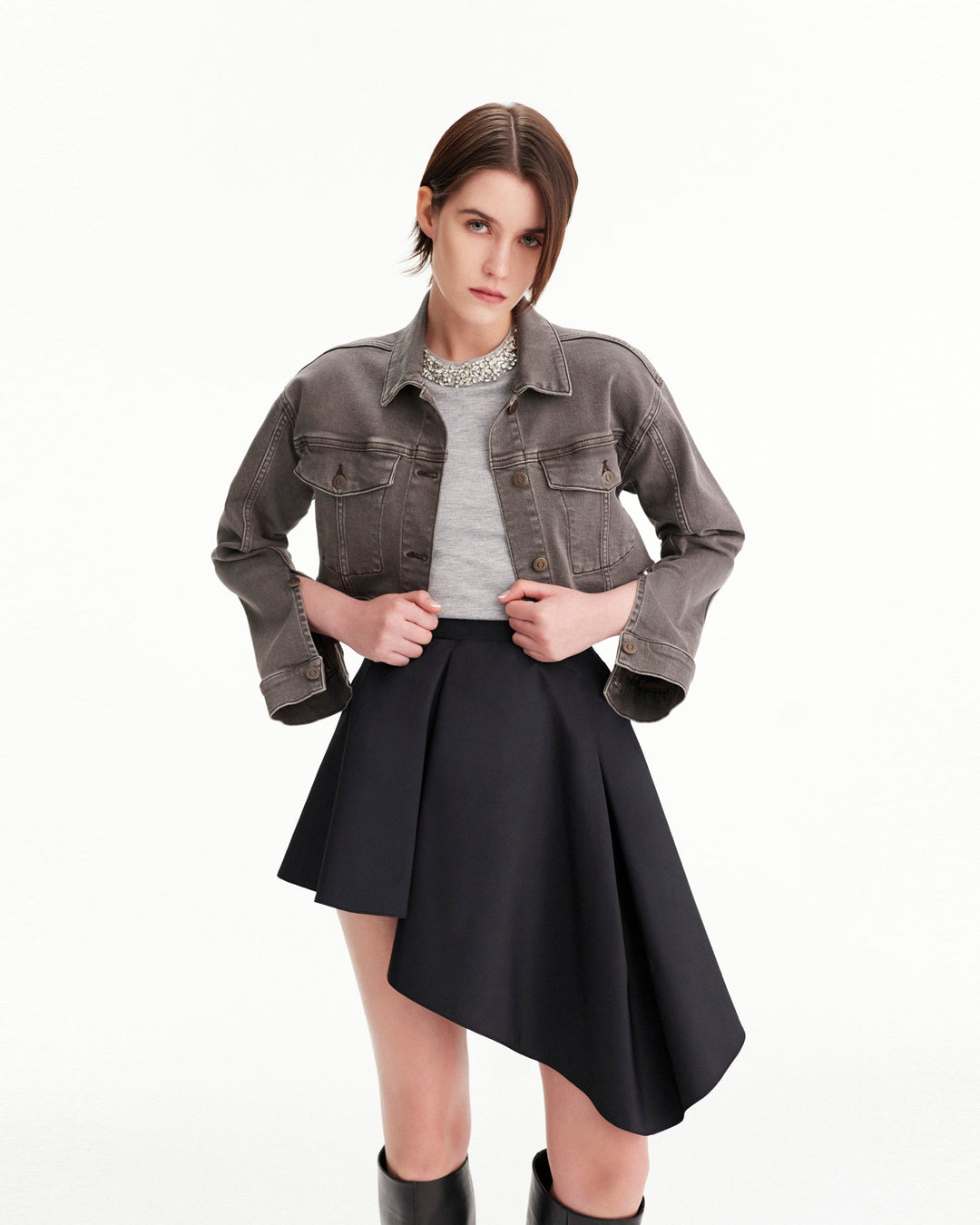 Theia Taffeta Mini Asymmetrical Skirt