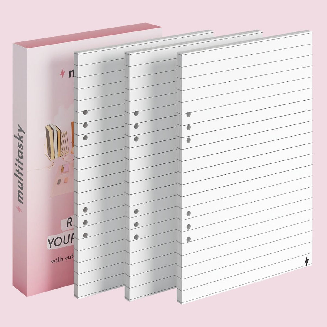 A5/A6 Notebook Paper Refill 3-Pack: Line, Dot, Grid, To-Do / Sticky Note Ruler Insert