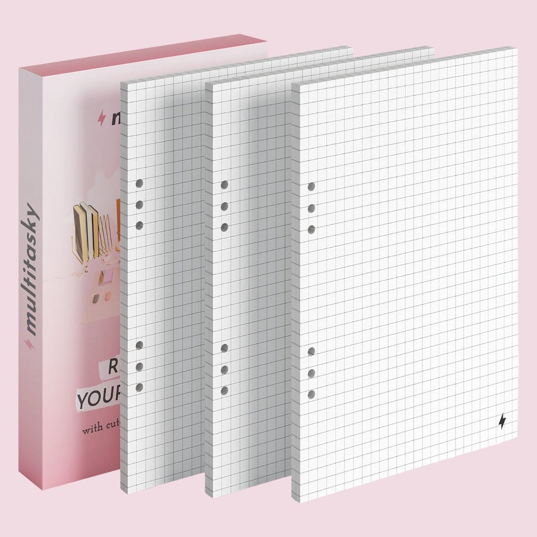 A5/A6 Notebook Paper Refill 3-Pack: Line, Dot, Grid, To-Do / Sticky Note Ruler Insert