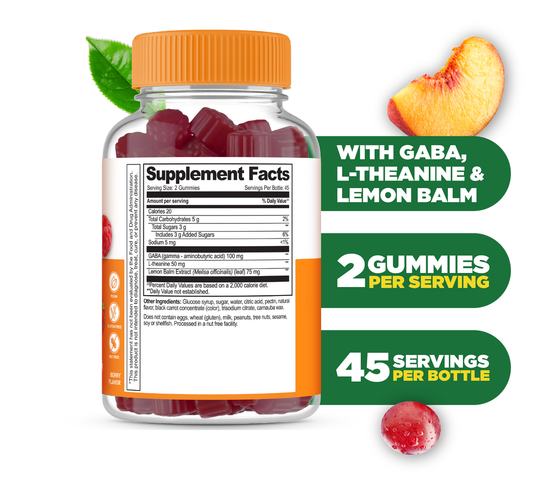 Stress Aid - with Gaba, L-Theanine & Lemon Balm Gummies