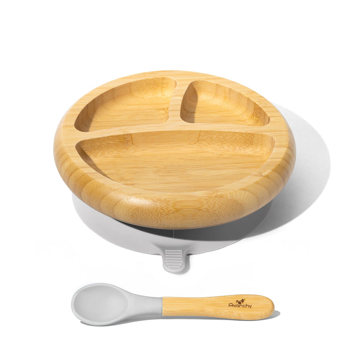 Baby Divided Plate + Spoon | Bamboo & Silicone