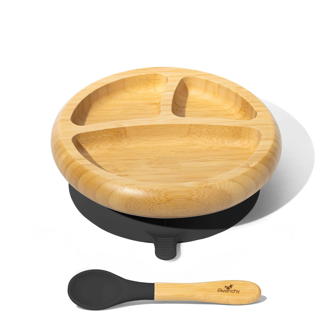 Baby Divided Plate + Spoon | Bamboo & Silicone