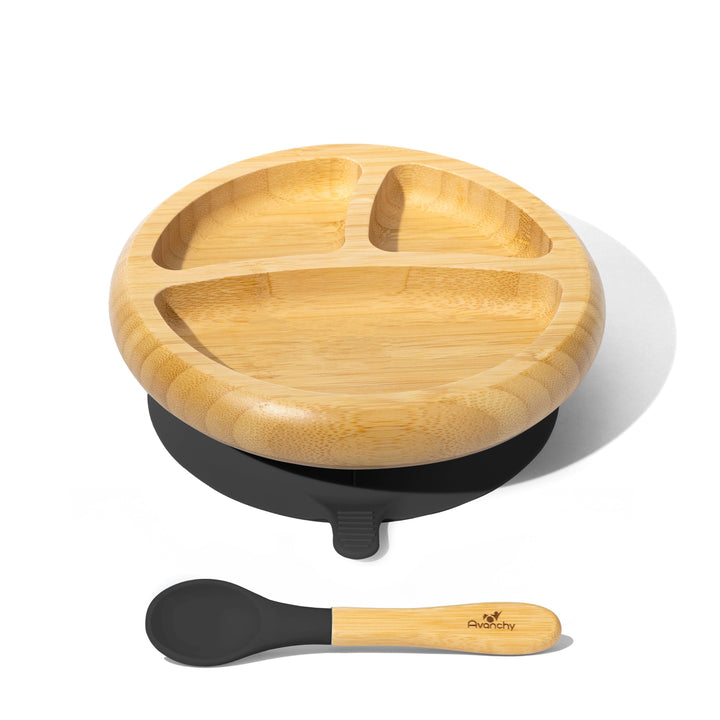 Baby Divided Plate + Spoon | Bamboo & Silicone