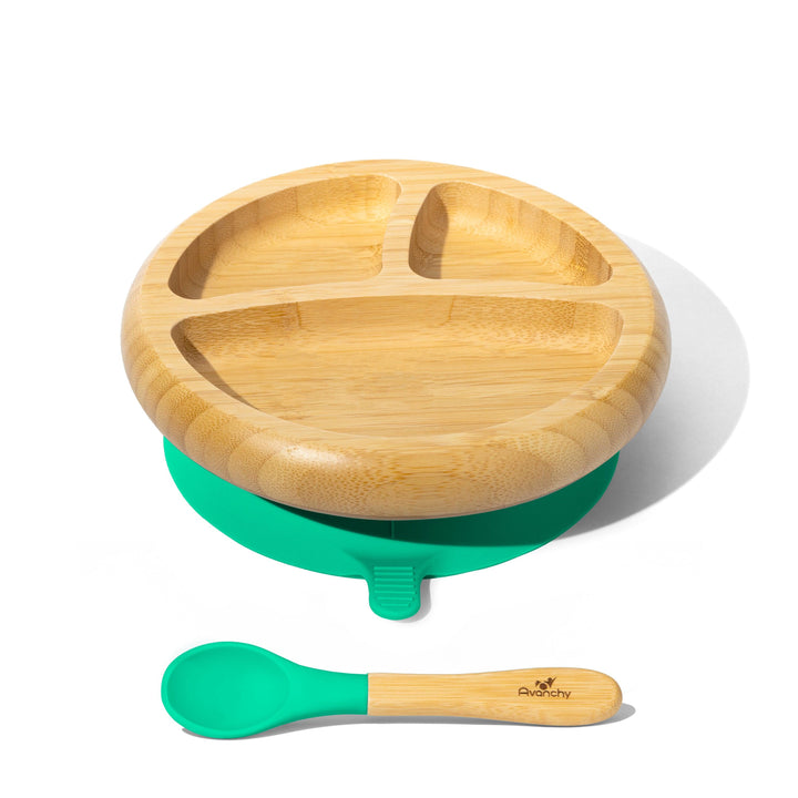 Baby Divided Plate + Spoon | Bamboo & Silicone