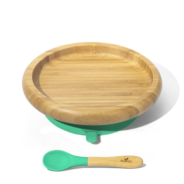Baby Open Plate + Spoon | Bamboo & Silicone