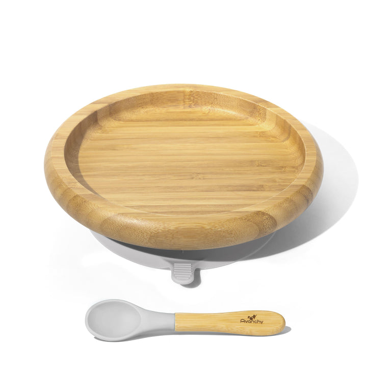 Baby Open Plate + Spoon | Bamboo & Silicone