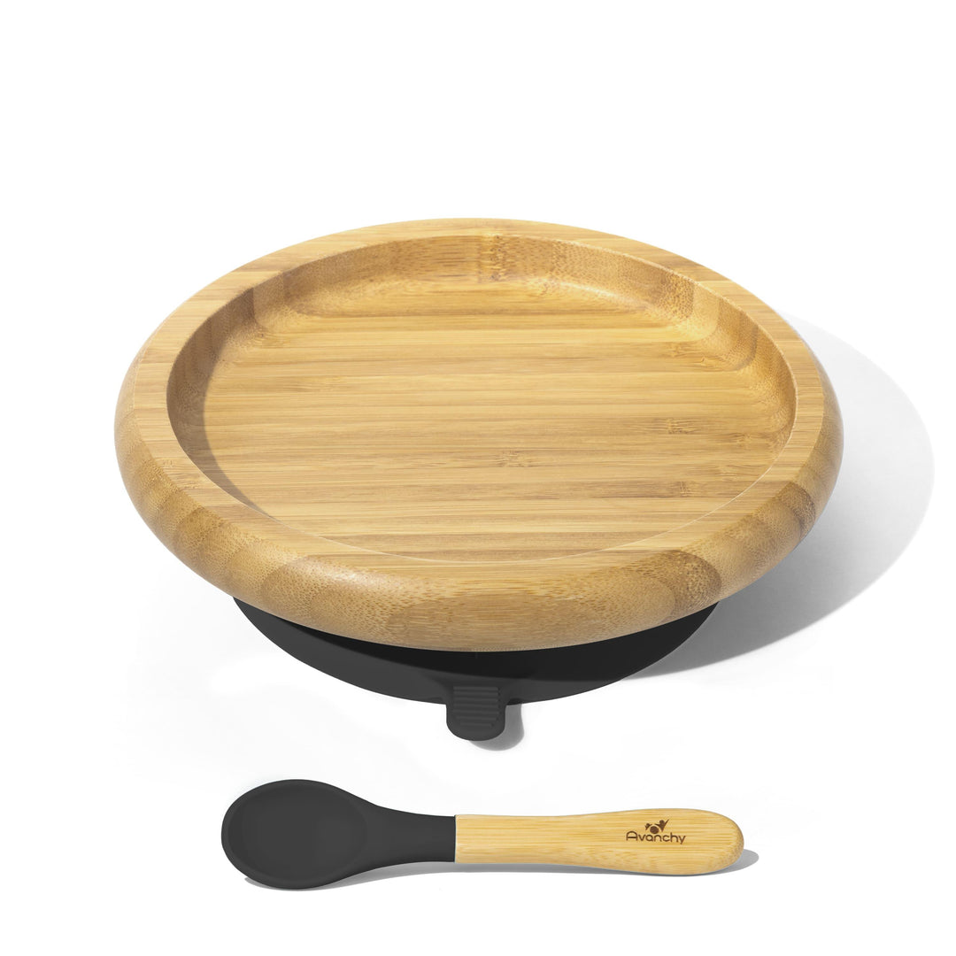 Baby Open Plate + Spoon | Bamboo & Silicone